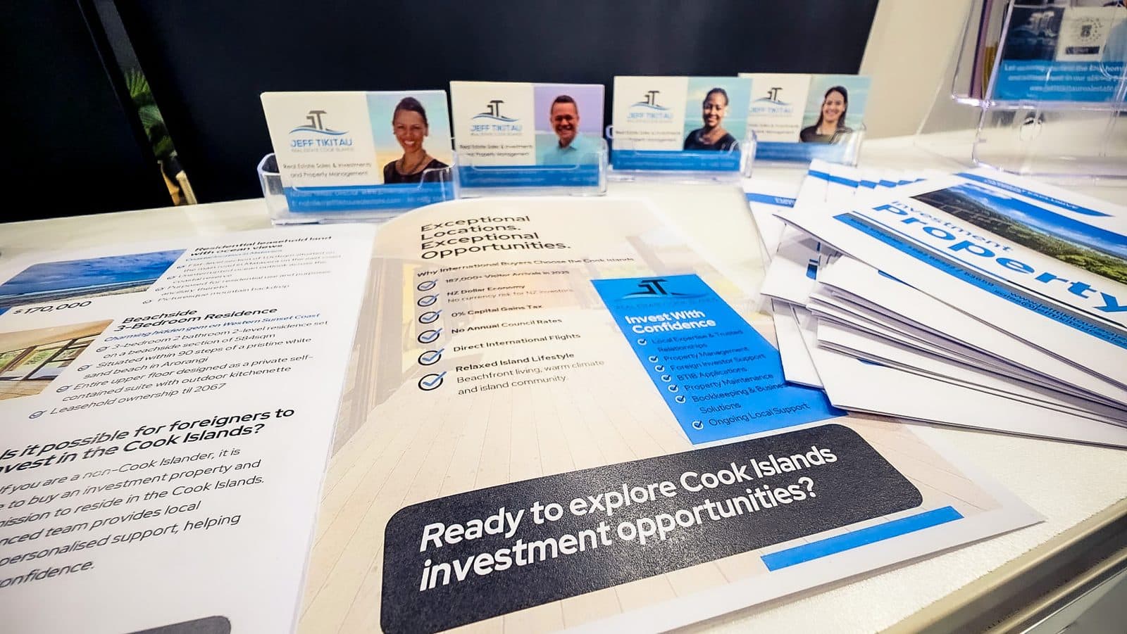 JT Real Estate marketing materials and investment brochures, Cook Islands